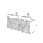 Conjunto mueble de baño con lavabo sobre encimera Etna Sanchís croquis 4