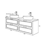 Conjunto mueble de baño con lavabo sobre encimera Alma Sanchís croquis 3