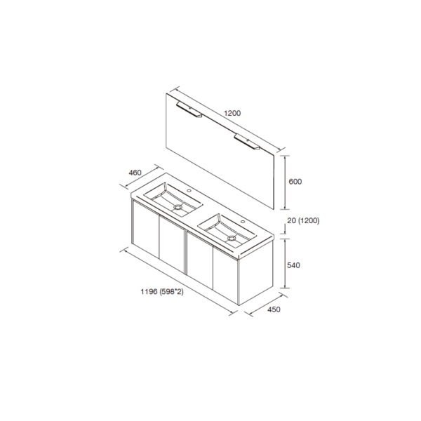 Conjunto mueble de baño Noja Salgar croquis 12