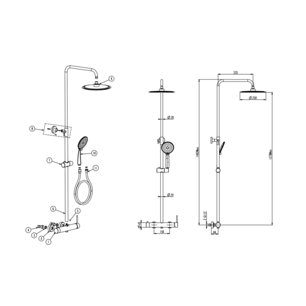 Conjunto de ducha y baño Inverter R Gme croquis 8