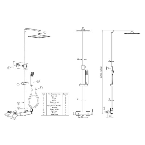 Conjunto de ducha Inverter C GME croquis 5