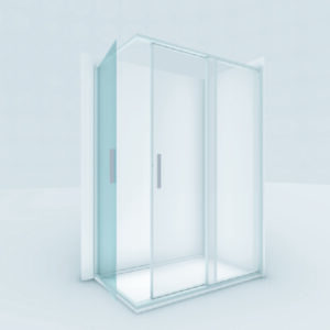 Grafico de mampara M63 angular pf+ corrediza y puerta abatible opcion izquierda