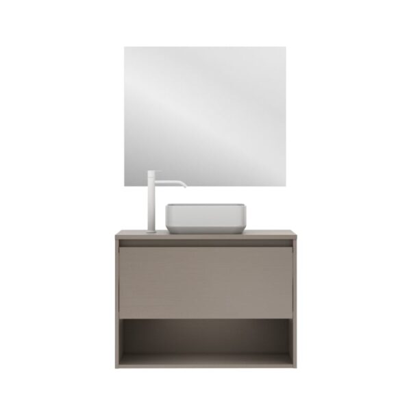 Conjunto mueble de baño con lavabo sobre encimera Niwa Top Amizuva 3D 10