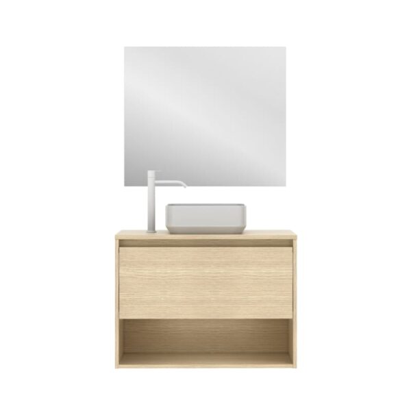 Conjunto mueble de baño con lavabo sobre encimera Niwa Top Amizuva 3D 8