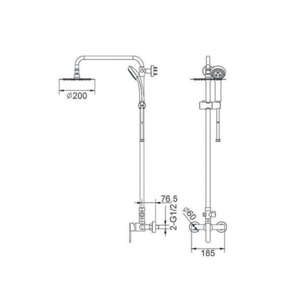 Conjunto de ducha Roma Imex croquis 8
