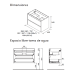 Conjunto mueble de baño con encimera de madera Noja Salgar croquis 20