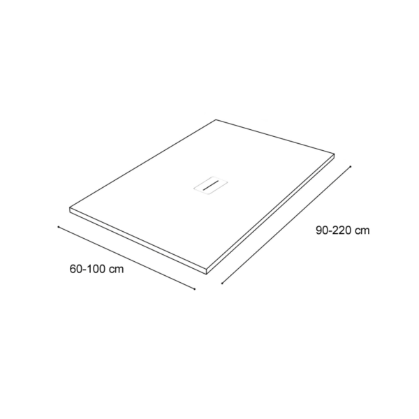 Plato de ducha Solid Surface Corian DuPont Casiopea Hidronatur croquis 2