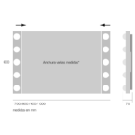 Espejo de baño con luz iluminaria Hollywood Eurobath croquis 5