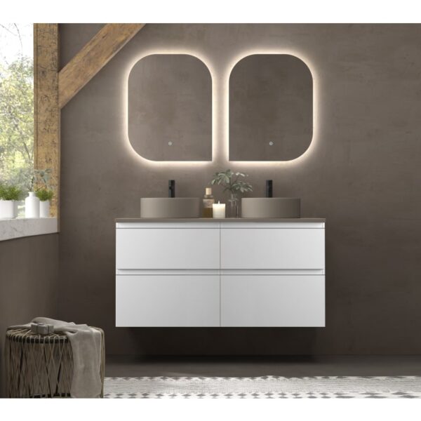 Conjunto mueble de baño con lavabos sobre encimera de microtec Avila Dos Carmen principal 0