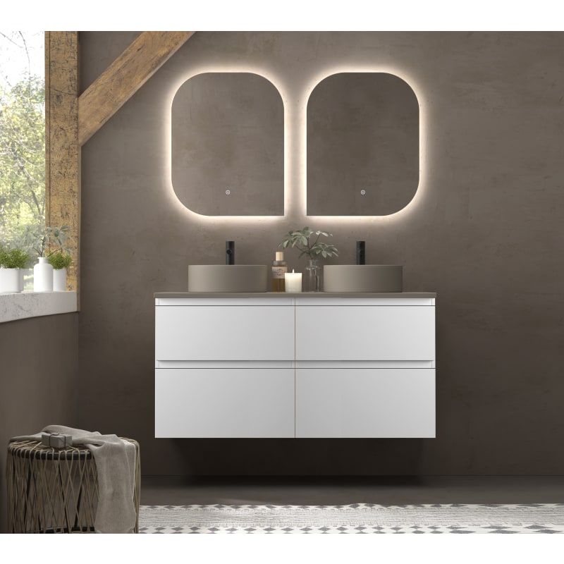Conjunto mueble de baño con lavabos sobre encimera de microtec Avila Dos Carmen principal 0