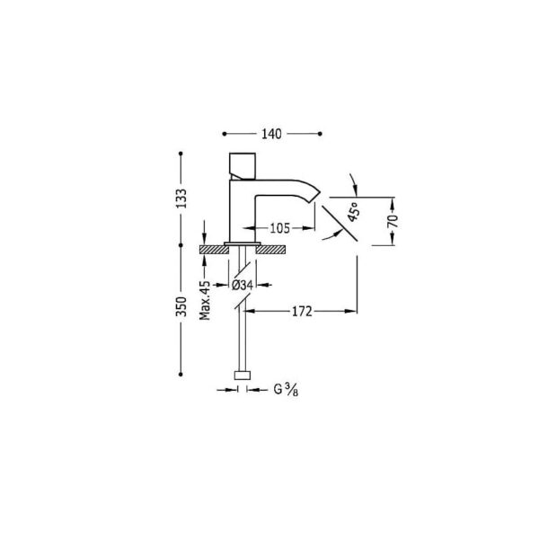 Grifo de lavabo Cuadro Tres croquis 1