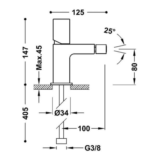Grifo de bidé Loft Tres croquis 1