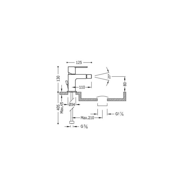 Grifo de bidé Loft Tres croquis 1