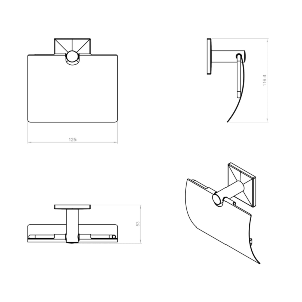 Portarrollos de baño Square Duo Cosmic croquis 4