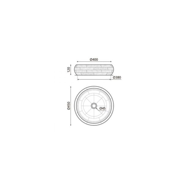 Lavabo sobre encimera Bangalore Bathco croquis 2