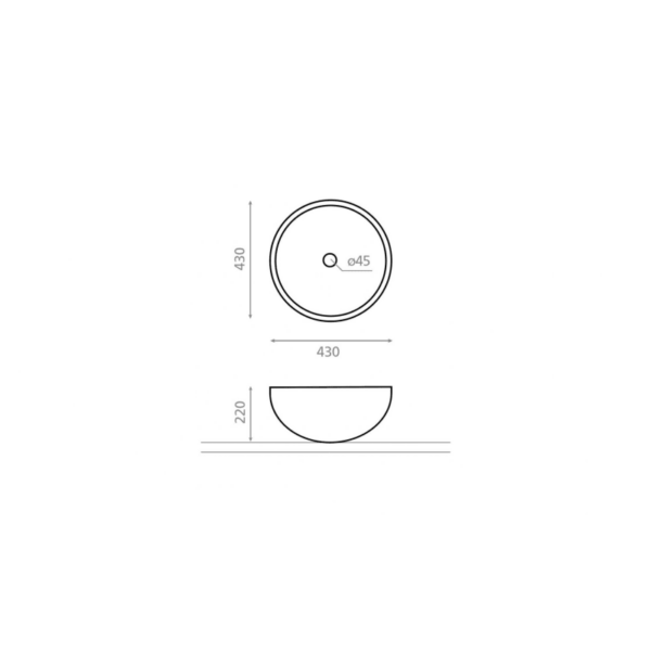 Lavabo sobre encimera Bejes Bathco croquis 2