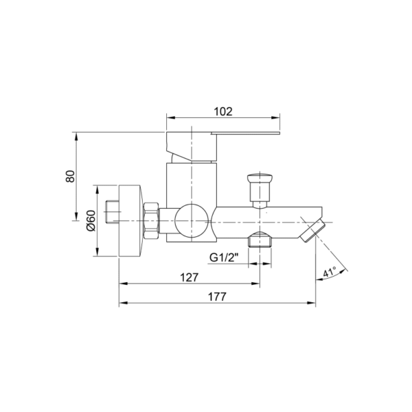 Grifo de bañera Iony de GME croquis 2