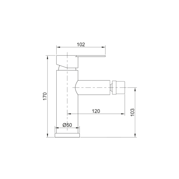Grifo de bidé Inoy de GME croquis 2