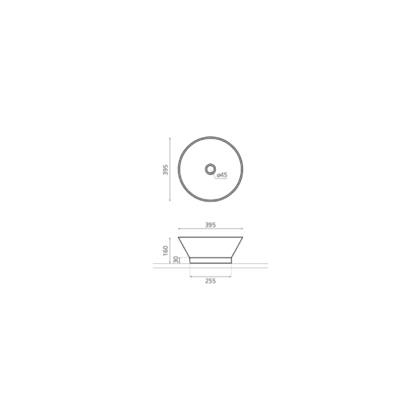 Lavabo sobre encimera Etna Calacatta Bathco croquis 3