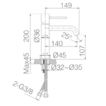 Grifo de lavabo Monza Imex croquis 9