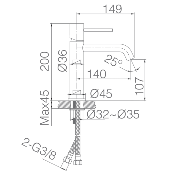 Grifo de lavabo Monza Imex croquis 9
