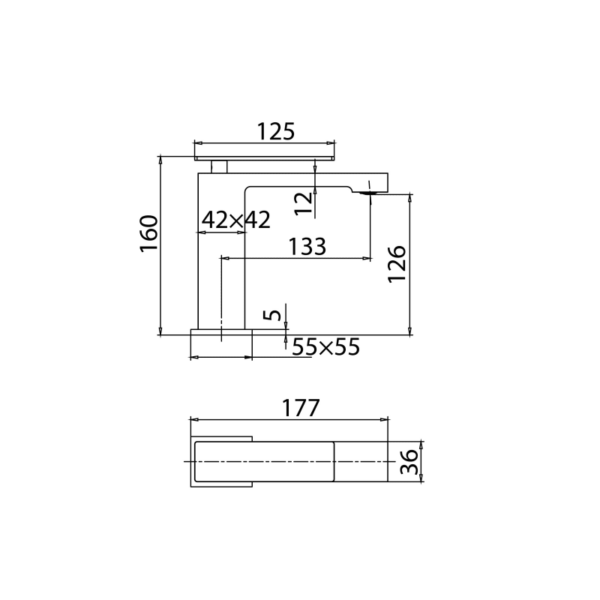 Grifo de lavabo Pisa de Imex croquis 8
