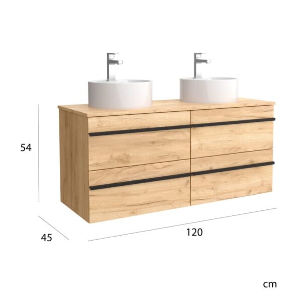 Conjunto mueble de baño con lavabo sobre encimera Born Salgar detalle 4