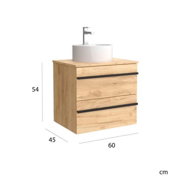Conjunto mueble de baño con lavabo sobre encimera Born Salgar detalle 4