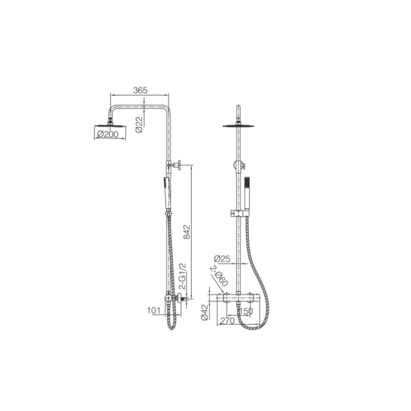 Conjunto de ducha y baño Génova de Imex croquis 16