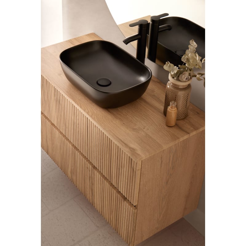 Conjunto mueble de baño con lavabo sobre encimera Etna Sanchís detalle 2