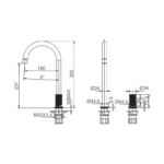 Grifo de cocina Manacor de Imex croquis 7