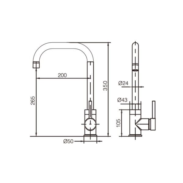 Grifo de cocina Loira de Imex croquis 11
