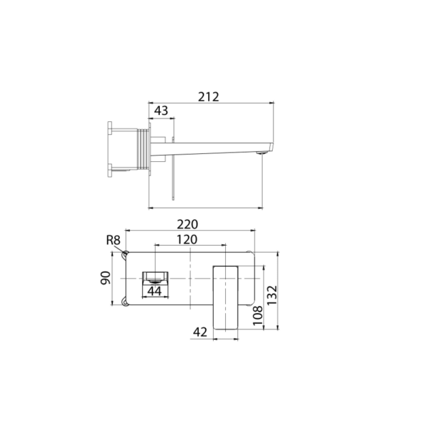 Grifo de lavabo empotrado Pisa de Imex croquis 12