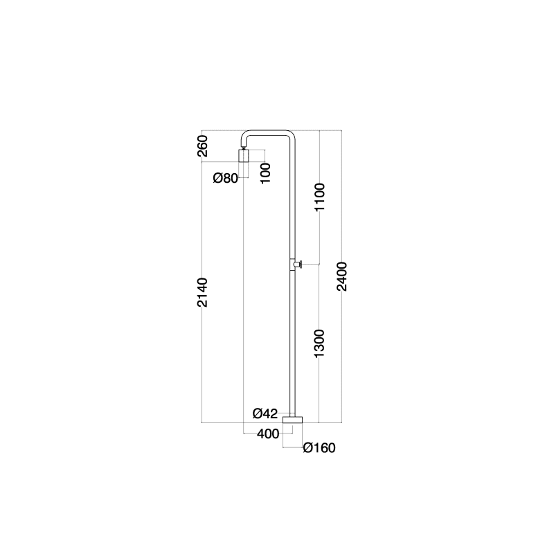 Grifo de ducha exterior Pool de Imex croquis 3