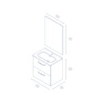 Conjunto completo mueble de baño fondo reducido 35 cm Hone Amizuva croquis 14