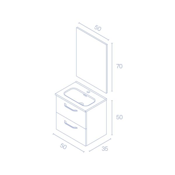 Conjunto completo mueble de baño fondo reducido 35 cm Hone Amizuva croquis 14