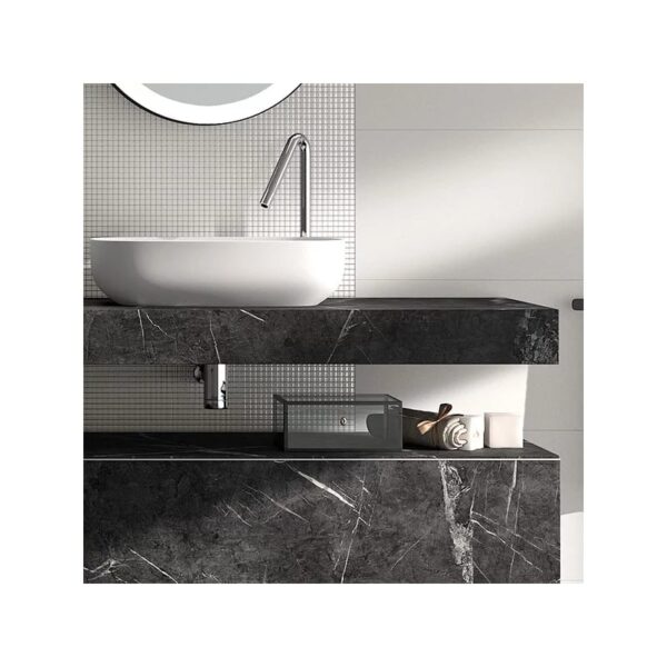 Mueble de baño con encimera de madera 10 cm de altura con cajonera Nomad monocolor Visobath detalle 4