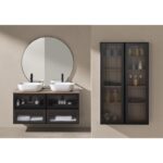 Conjunto mueble de baño frente cristal a rayas Koba Sanchís ambiente 2