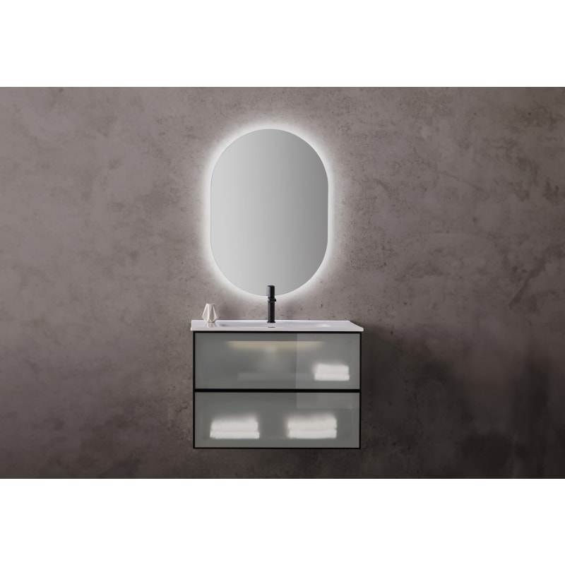 Conjunto mueble de baño frente cristal mate Koba Sanchís principal 0
