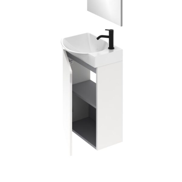 Conjunto completo mueble de baño fondo reducido 34 cm Mika Amizuva 3D 10