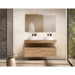 Mueble de baño con encimera de madera 10 cm de altura con cajonera Nomad monocolor Visobath principal 0