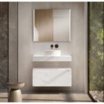 Mueble de baño con encimera de madera 10 cm de altura con cajonera Nomad monocolor Visobath principal 1