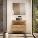 Mueble de baño con encimera de madera 10 cm de altura con cajonera Nomad monocolor Visobath principal 0