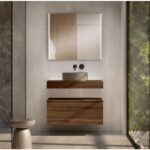 Mueble de baño con encimera de madera 10 cm de altura con cajonera Nomad monocolor Visobath principal 3
