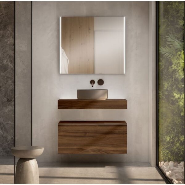 Mueble de baño con encimera de madera 10 cm de altura con cajonera Nomad monocolor Visobath principal 3