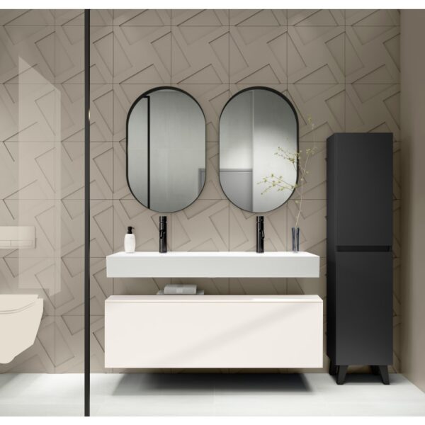 Conjunto mueble de baño con lavabo de carámica de 12 cm de alto y cajonera Nomad Viso Bath principal 1