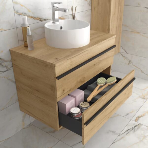 Conjunto mueble de baño con lavabo sobre encimera Born Salgar detalle 2