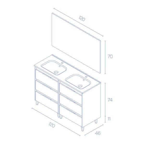 Conjunto mueble de baño Suki Amizuva croquis 10