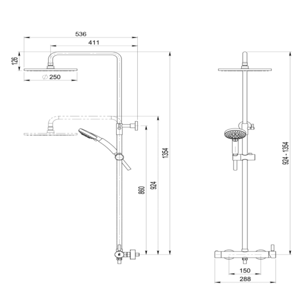 Conjunto de ducha y baño Theo City Galindo croquis 2