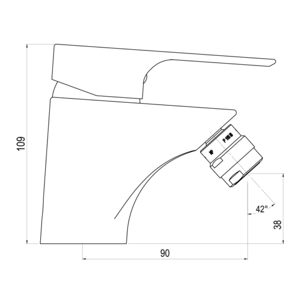 Grifo de bidé Ingo Plus Galindo croquis 1